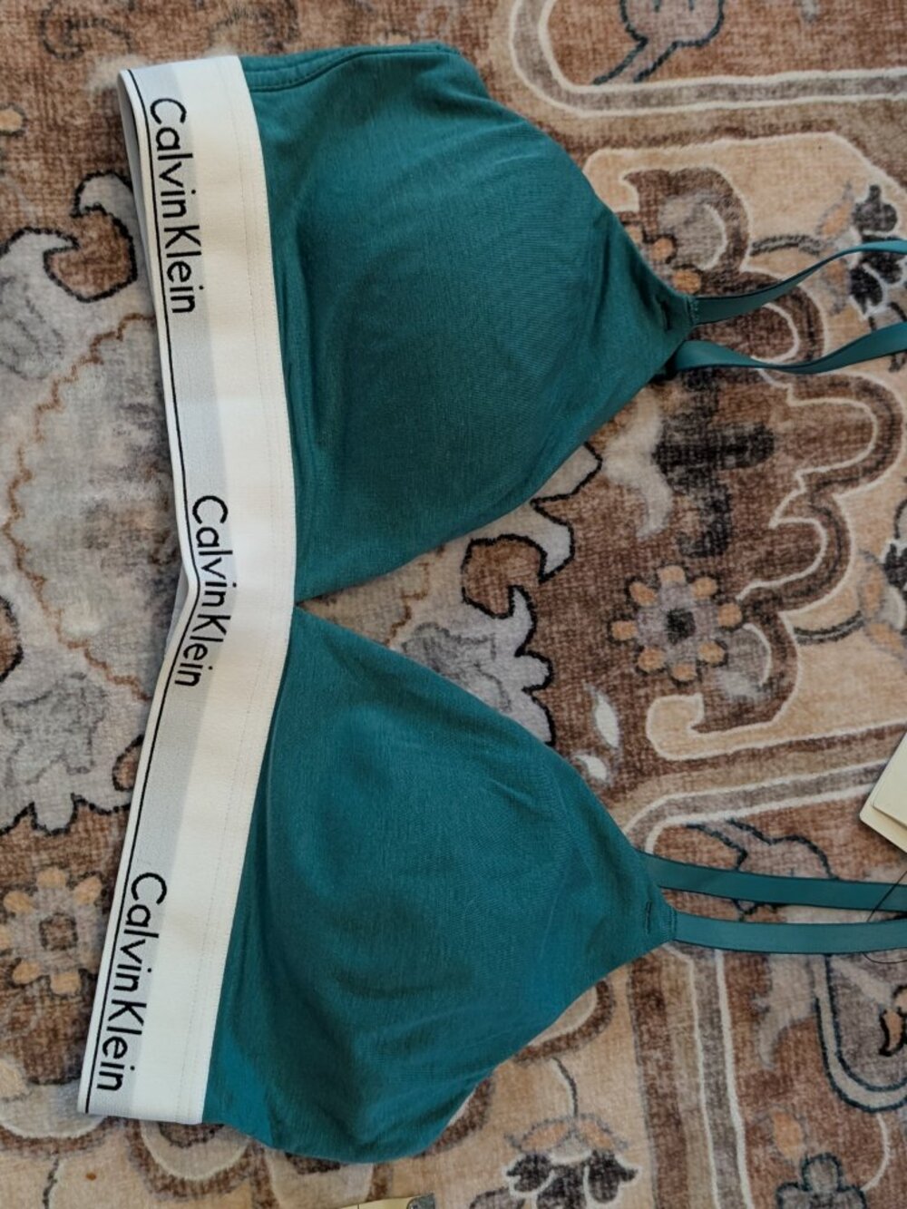 Calvin Klein Modern Cotton Triangle Bralette Teal Size Large NWT